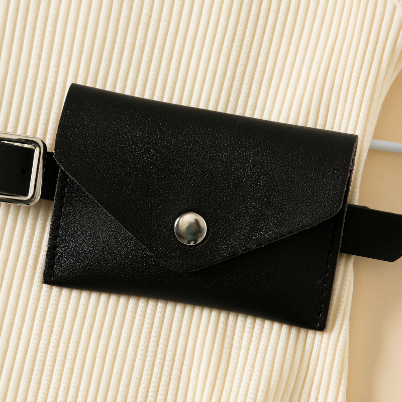 Conyson Kids Clothes Solid Color Round Neck Sleeveless Straight Knitted Dress Waist Belt Bag Set Summer Girls Dresses
