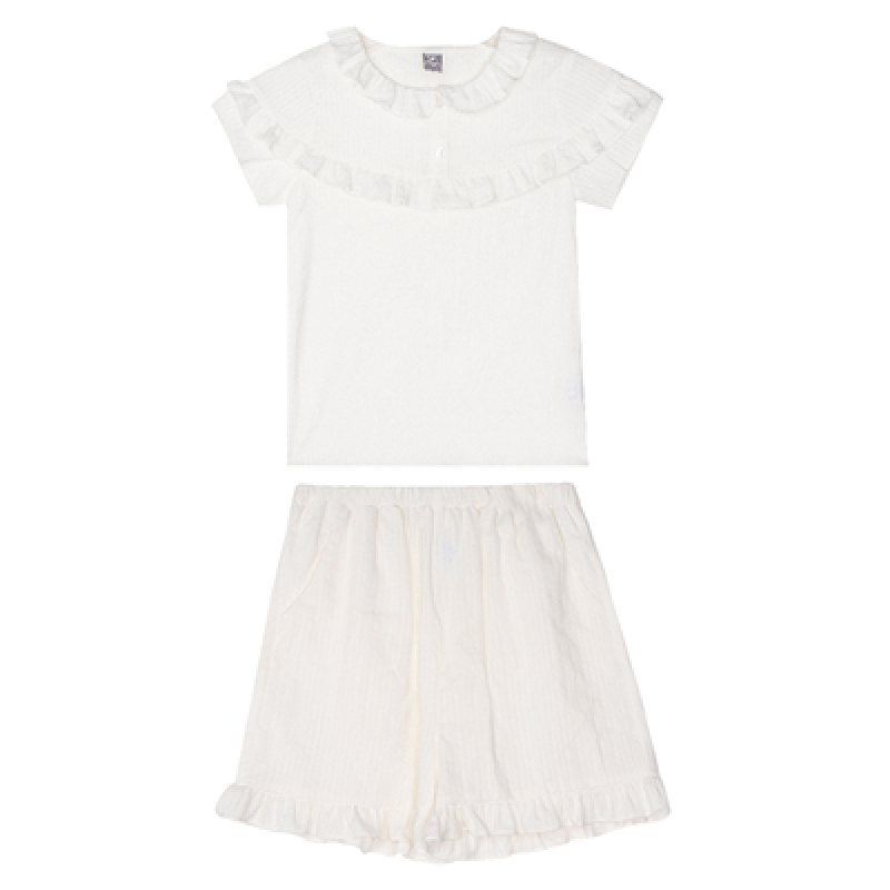 Factory Customization O-Neck Short Sleeve Woven Girls Summer Baby Clothing Cotton Kids Pajamas Sets