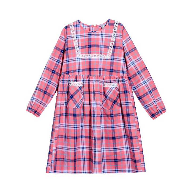 New fashion cotton checker nighty sleeping dress for girls