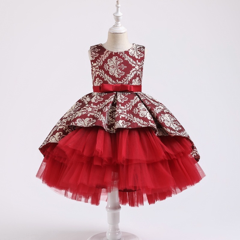 Noble Gorgeous Dress Sleeveless Little Kids Birthday Clothes Children Fashion New Design Luxury Flower Fancy Girls Party Dresses