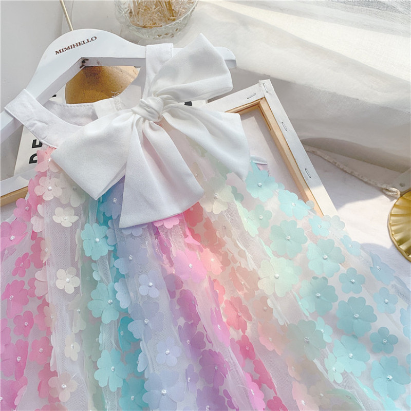 Conyson Wholesale Kids Clothes Summer Sleeveless Baby Little Girls Flower Printed Digital Casual Princess Children Fashion Dress