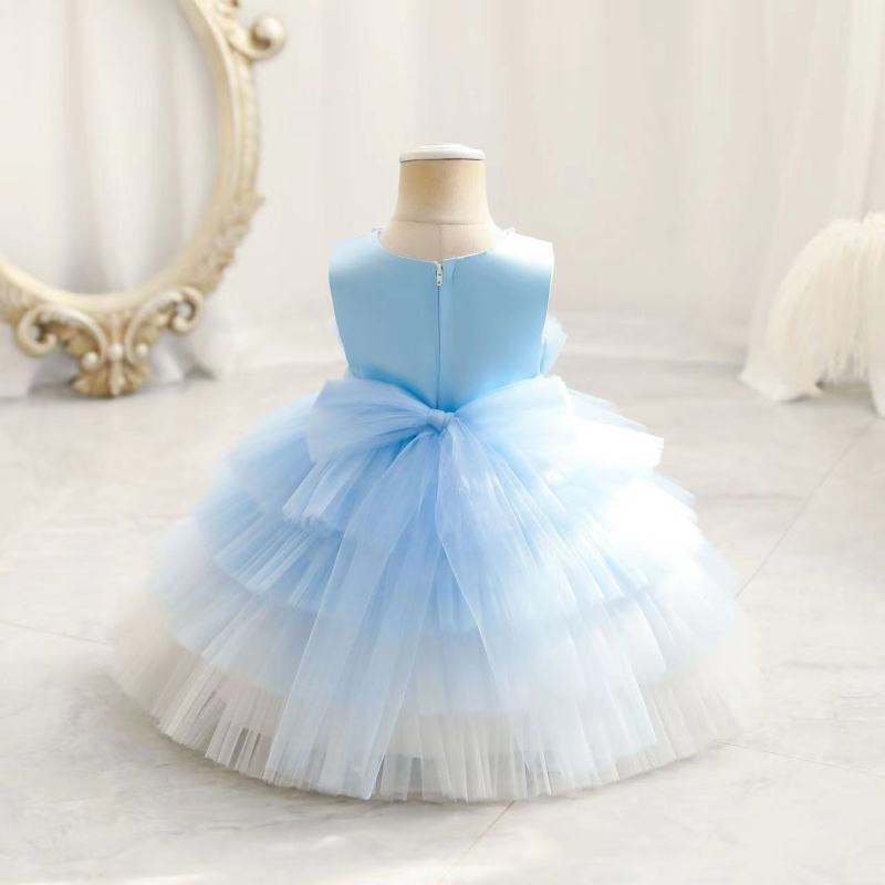 Conyson Lovely Floral Sleeveless Dress Toddler Infant Newborn Layered Pearl Princess Dress Ombre Cute Party Dress