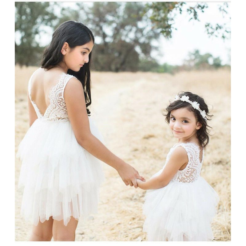Conyson Baby Girl Lace Flower Applique Dress Cake Design Party Prom Princess Dress Bridesmaid Backless Toddle Girls Tutu Dresses