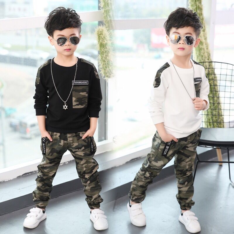 Latest Boys Autumn Winter 2 Peice Sets Children Boy Camouflage Suit Kids Boy Long Sleeve Clothes Sets