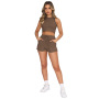 wholesale Custom Sweatsuit Cozy Jogger Plus Size Sexy Crop Top+Shorts Outfit Sleeveless Exercise Set 2 Pieces Fit Women Set