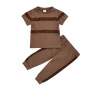 Conyson Wholesale Discount Summer Kids Clothes European Leopard Print Short Sleeve Shirts +Pants 2Pcs Baby Girls Clothing Sets