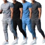 Wholesale summer custom Blank designer logo clothing tracksuit 2 two piece shirts and short set men