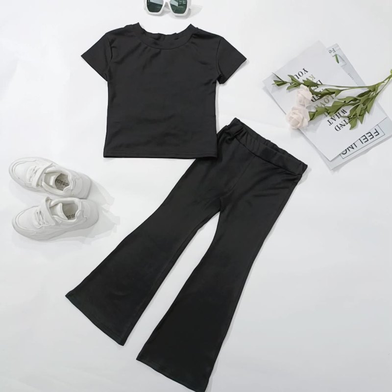 Conyson summer ins popular fashion casual toddler girls t-shirt pants Baby children's pure color suit Kids clothing clothes Sets