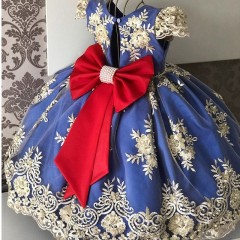 Wholesale Mesh Embroidery Ball Gown Kid Girls Holiday Princess Party Fancy Dress Costumes