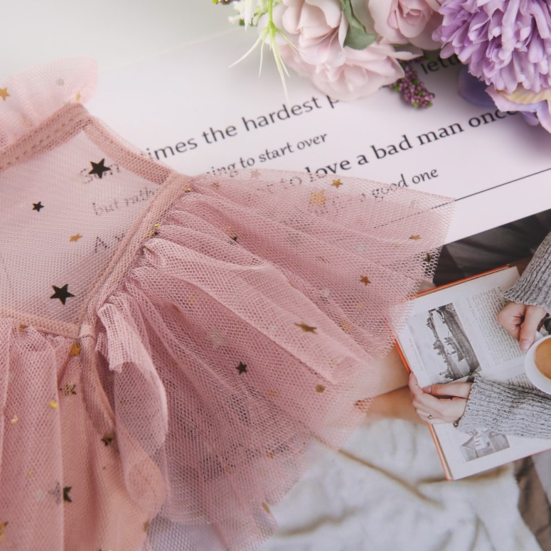 Summer Girls Fluffy Lace Dress Kids Sleeve Toddler Baby Dress Prom 2021 New Children Girls Pink Dresses Princess Kids