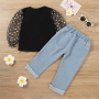 Conyson Wholesale spring autumn boutique children girls clothes hole pearl jeans sets toddler baby girls clothing sets