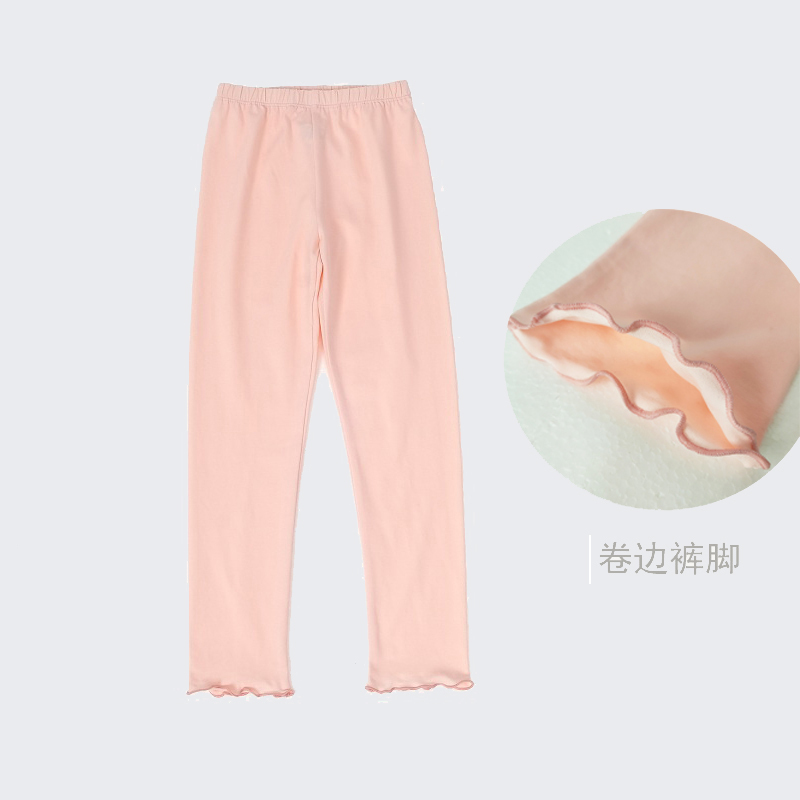 Factory Supply Custom 3-11 Years Full Length Knitted Girls Ruffle Leggings Children
