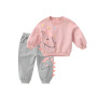 Conyson Fashion New Soft Fabric Cartoon Children's Long Sleeve cotton print rainbow horse Two-piece Winter Clothing Set