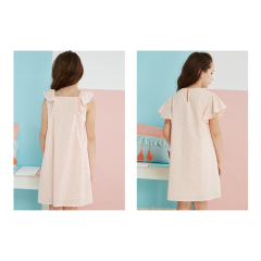 Modern Sleeveless O-Neck Knee-Length Dot Print Summer Girl Cotton Simple Design Dresses Wholesale Latest