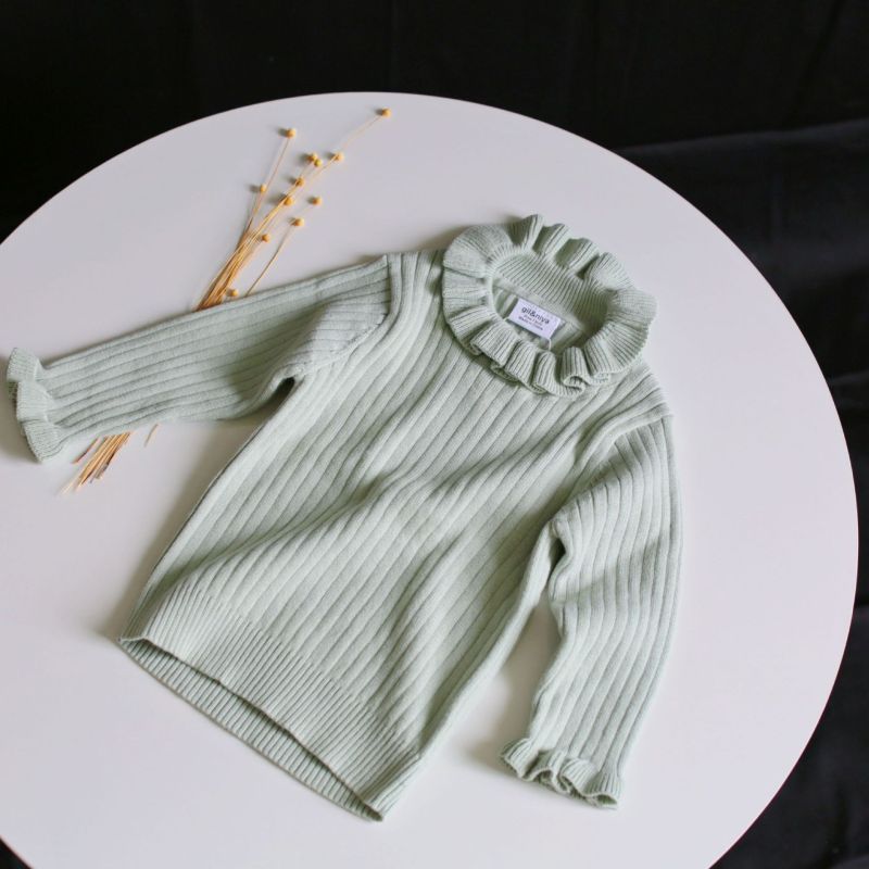 Cotton Winter Keep Warm Kids Clothes Girls Stylish Plain Baby Knitted Pullover Kids Girls Sweater Bottoming Shirt