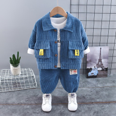 Conyson kids bulk wholesale Factory Supply korea fashion boutique baby boy cotton clothing suit casual 3 pieces clothes sets