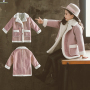 Conyson wholesale rts korean kids fashion boutique baby clothes Woolen Girl Long Sleeve Autumn Winter button fur clothing Coat