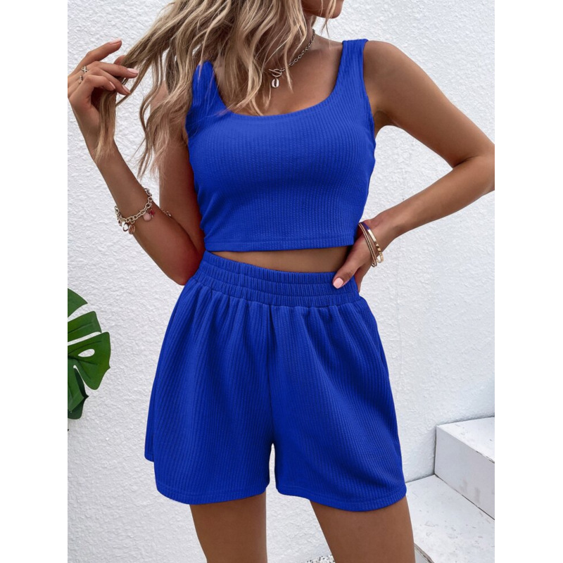 2023 Summer Custom Logo Workout Top And Shorts Sexy Fitness Urban Leisure Women Matching Tracksuit Clothing 2 Piece Set