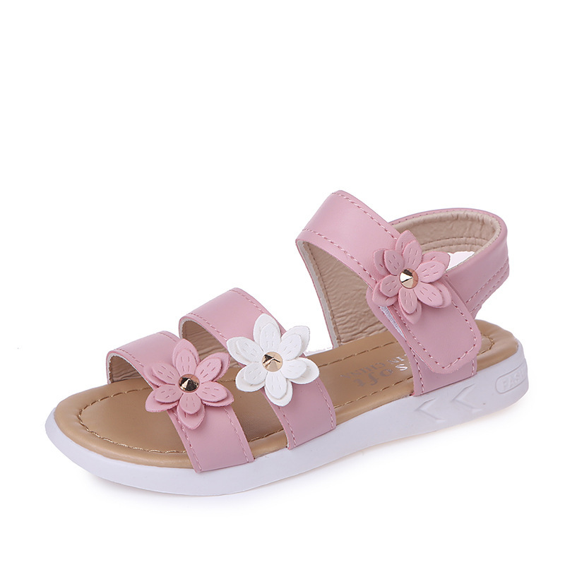 Conyson hot sale fashion summer rts Korean designer children hook & loop toddler girl fashion princess flower sandals kids shoes