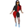 fashion design summer Custom logo Made Outdoor women patchwork colors loose clothes 2 pieces adult t-shirt shorts clothing Set