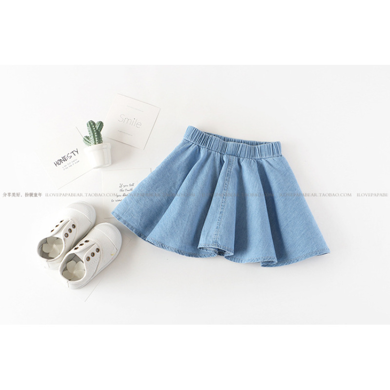 Summer New Fashion Girls Summer Hot Sale Toddler Girl Clothing Set Kids Off Shoulder Button Denim Top And Jeans Skirt Set