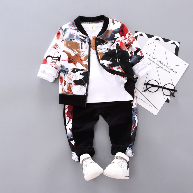 Hot sale New Products Toddler Boy Jacketskid Children's Baby long sleeve Clothing Sets Of 3 Pieces