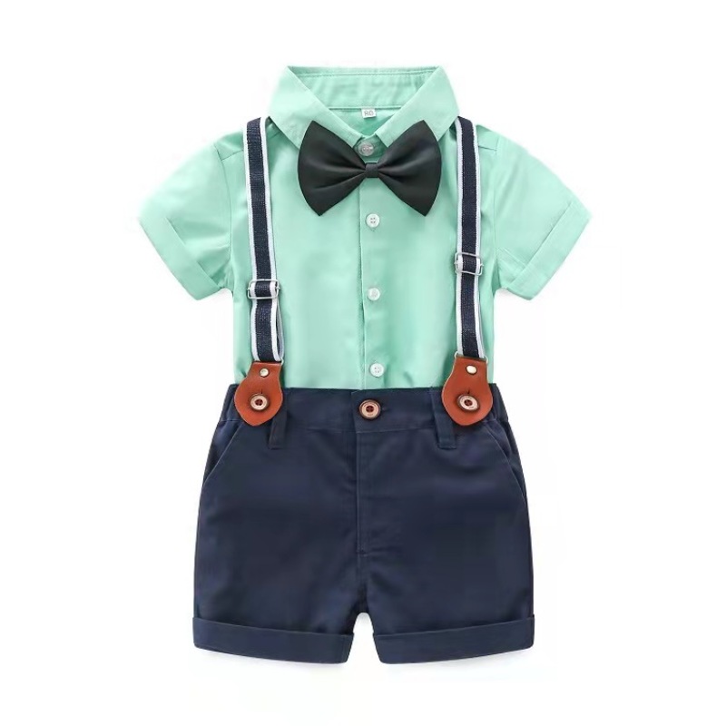 Conyson High Quality kids Summer Gentleman Short Sleeve Shirt+suspender Shorts 2pcs Outfits Baby Boys Pants Clothing Sets