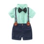 Conyson High Quality kids Summer Gentleman Short Sleeve Shirt+suspender Shorts 2pcs Outfits Baby Boys Pants Clothing Sets