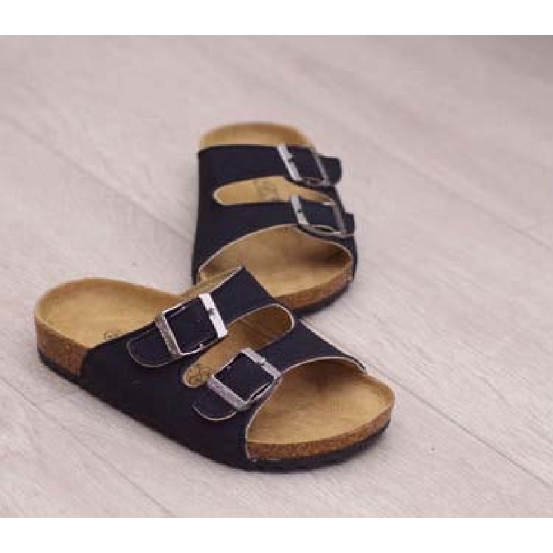 2022 Spring Autumn Anti Slip Slippers Unisex Shoes Beach Sandals Solid Colors Two Buckles Cork With Flat Bottom Shoes