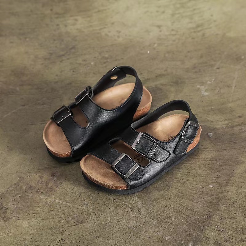 2022 Spring Autumn Anti Slip Slippers Unisex Shoes Beach Sandals Solid Colors Two Buckles Cork With Flat Bottom Shoes