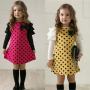 Fashion Girl Party Princess Dress Polka Dot Ruffles Sleeve Print Cute Bow Children Costume Autumn Winter Kids Clothes