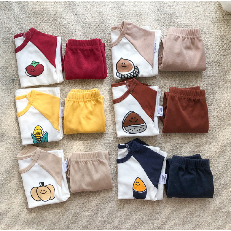 Conyson Latest Design Non-hooded Leisure Long Sleeve Cute Cartoon print patchwork color baby autumn cotton Kids Clothing Sets