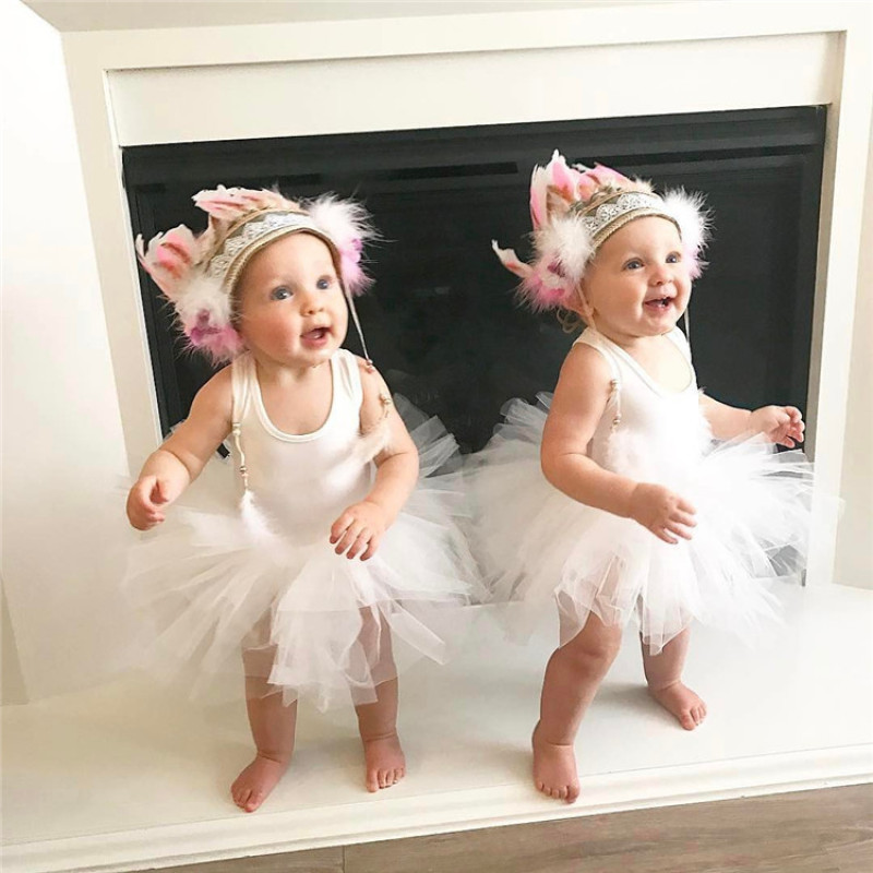 Conyson Wholesale Sleeveless O-neck Patchwork Sweet Dresses Solid Outfits Baby Girls Mesh Tulle Fluffy Tutu Dress
