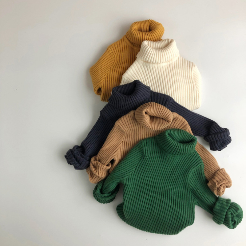 Spring New Baby Turtleneck Sweater Children Clothing Tops 1-7 Year Boys Girls Knitted Pullover Toddler Sweater Kids Sweater