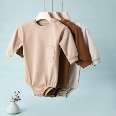 Conyson Wholesale New Autumn baby High Quality romper Solid Cotton Long Sleeve Infant Baby sweatshirt Romper