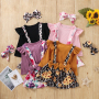 Hot Sale Girls long sleeve sets knitting ruffle tops+suspender skirt+headband 3PCs girls clothing sets baby clothes