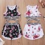 Conyson Summer Fashion Little Girls Tracksuits Flower Printing Sleeveless Vest Shorts 2pcs Sportswear Children Girls Outfits