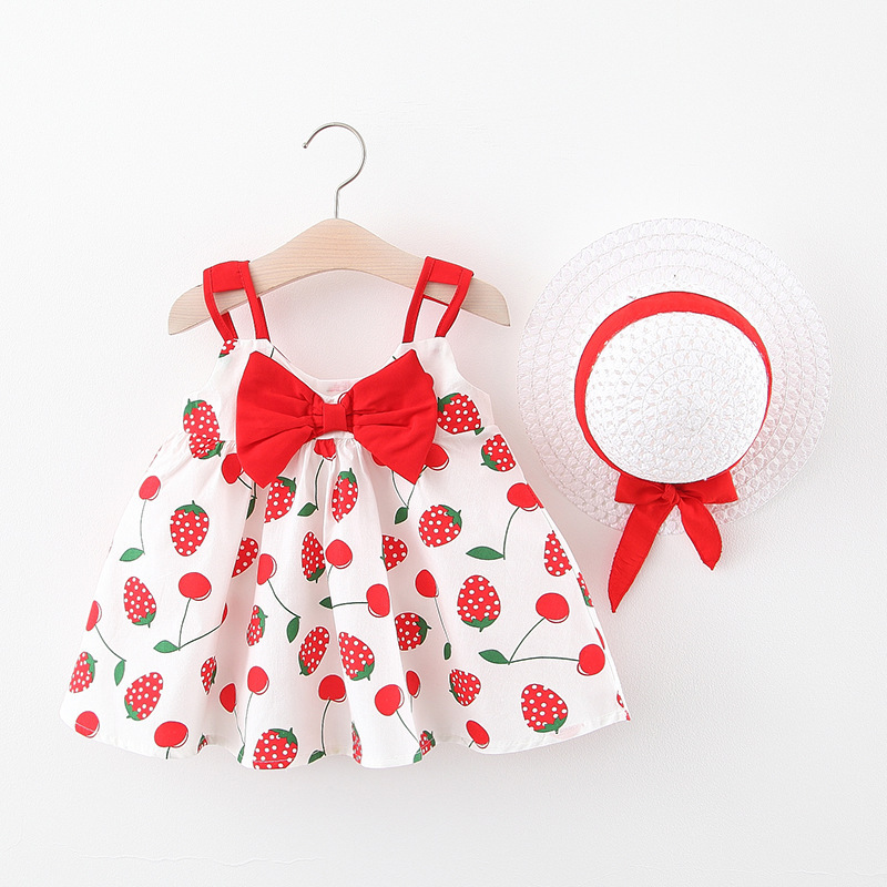 Wholesale Bohemian Collarless Woven Korean Baby Girls New Floral Two Piece Set Princess Dress