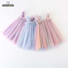 conyson wholesale new fashion sleeveless formal clothes party sequins sling strap frock summer tulle baby girls dress