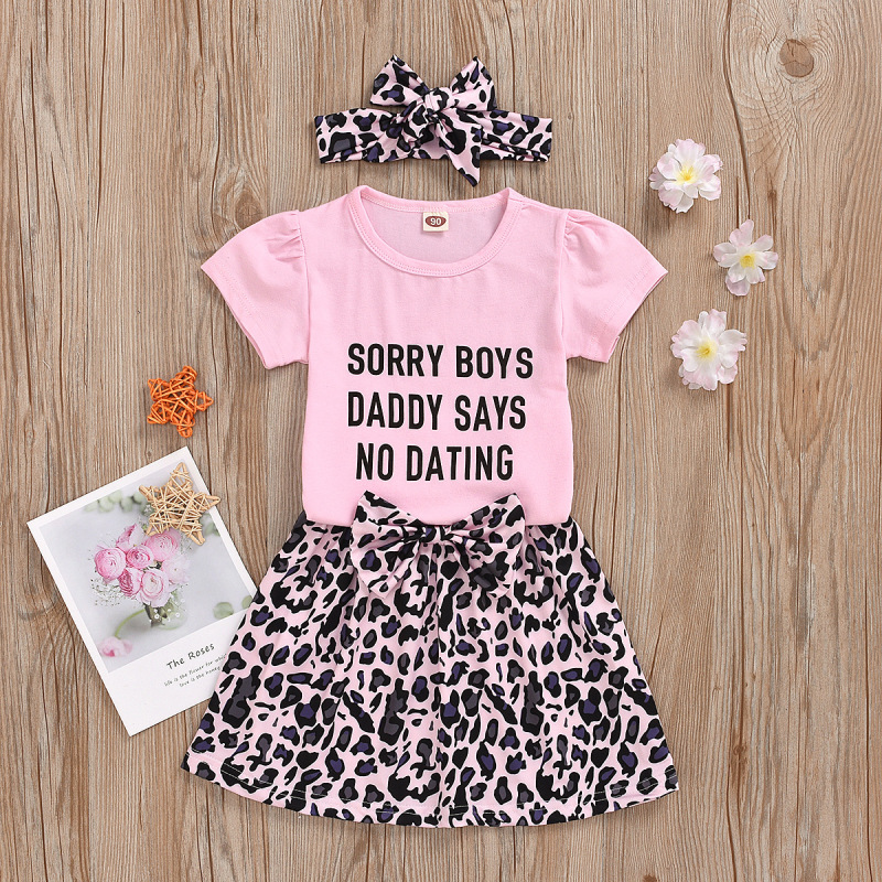 Hot Sale Baby Girls Pink Print cotton Long Sleeve Tops or T-shirt 2021 Spring Summer With pantherine skirt