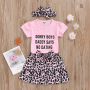 Hot Sale Baby Girls Pink Print cotton Long Sleeve Tops or T-shirt 2021 Spring Summer With pantherine skirt