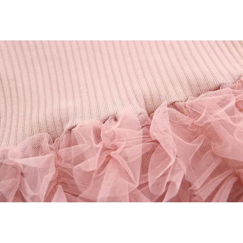 Conyson Wholesale High Quality Spring Mesh Baby Clothing Sets Knit O-Neck New Designers Long Sleeve Girls Princess Dress