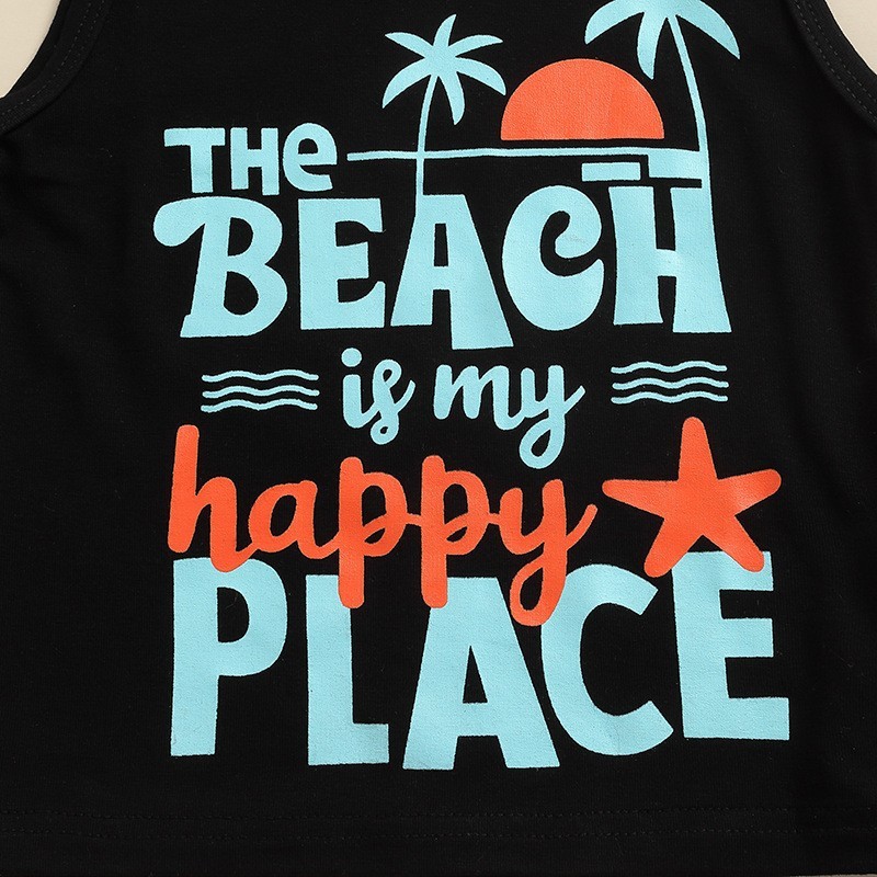 Conyson hot sale fashion summer Children's print sunshine cotton clothes infant kid short suit two-pieces vest boy clothing Sets