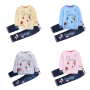 Conyson hot sale spring autumn children casual long sleeve print floral cotton tops denims baby kids clothes girls Clothing Set