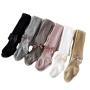 Factory Customization 6 Colors Solid Full Length Sweet Knitted Children Girl Bow Tights Leggings