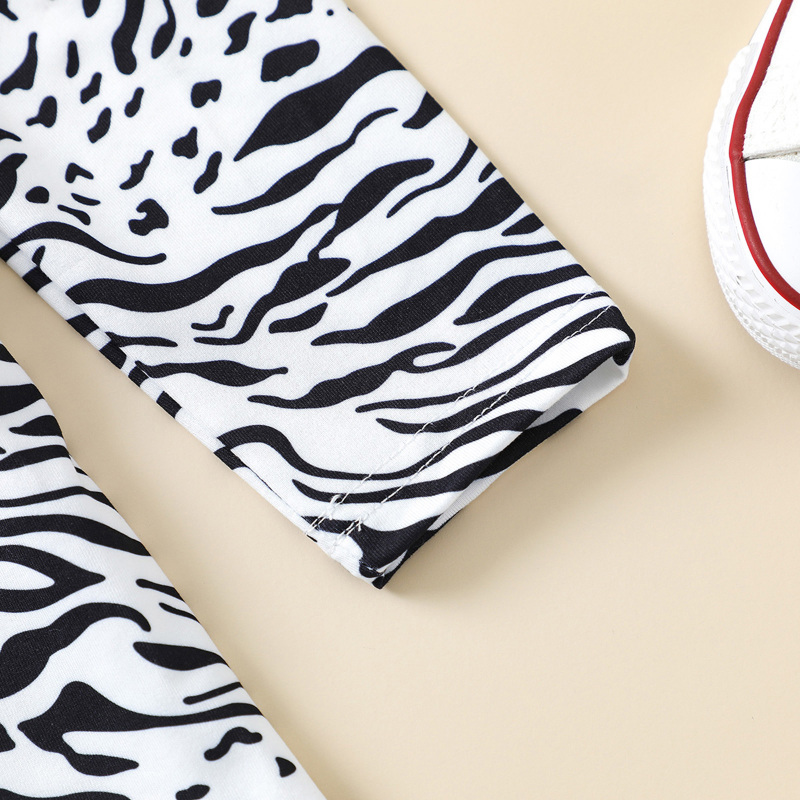 Conyson Infant Baby Girls Spring Casual Dress Leopard Zebra Print Mock-Neck Long Sleeves Outfit Little Girls Knee-Length Dresses