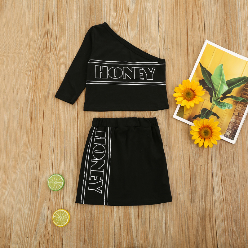 Conyson Wholesale Hot Sale Fashion Kids Clothes New Summer Boutique Little Girls Two Piece Kids Skirt Letter Print Sets Kids