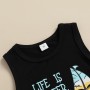 Conyson hot sale fashion summer Children's print sunshine cotton clothes infant kid short suit two-pieces vest boy clothing Sets