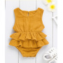 Conyson ins hot sale summer fashion linen Sleeveless pure color toddler kids clothing Rompers wear new born baby clothes rompers
