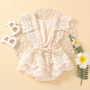Summer Newborn Solid Color Halter Infant Baby Girls Romper Beige Color Lace Romper Baby Clothes